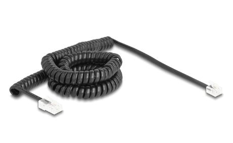 Delock Telefoncable   Spiralcable Rj11 Stecker Zu Rj45 Stecker Schwarz 5 M