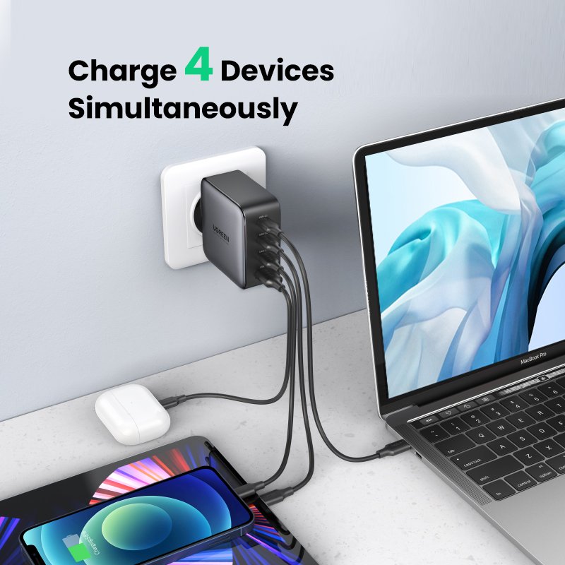 Ugreen Usb-A+3xusb-C 100w Gan Tech Cargador Rápido De Pared Ue Negro