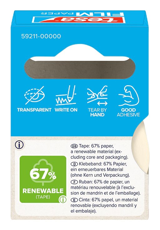 Tesa Paper Pack De 1 Cinta Adhesiva De Papel 19mm X 10 Metros - Casi Invisible En Superficies De Color Claro - Se Puede