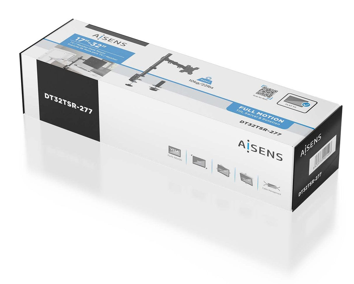 Aisens Soporte De Mesa Eco Giratorio E Inclinable Para Monitor/Tv 10kg (3 Pivotes, 1 Brazo) De 17-32, Negro