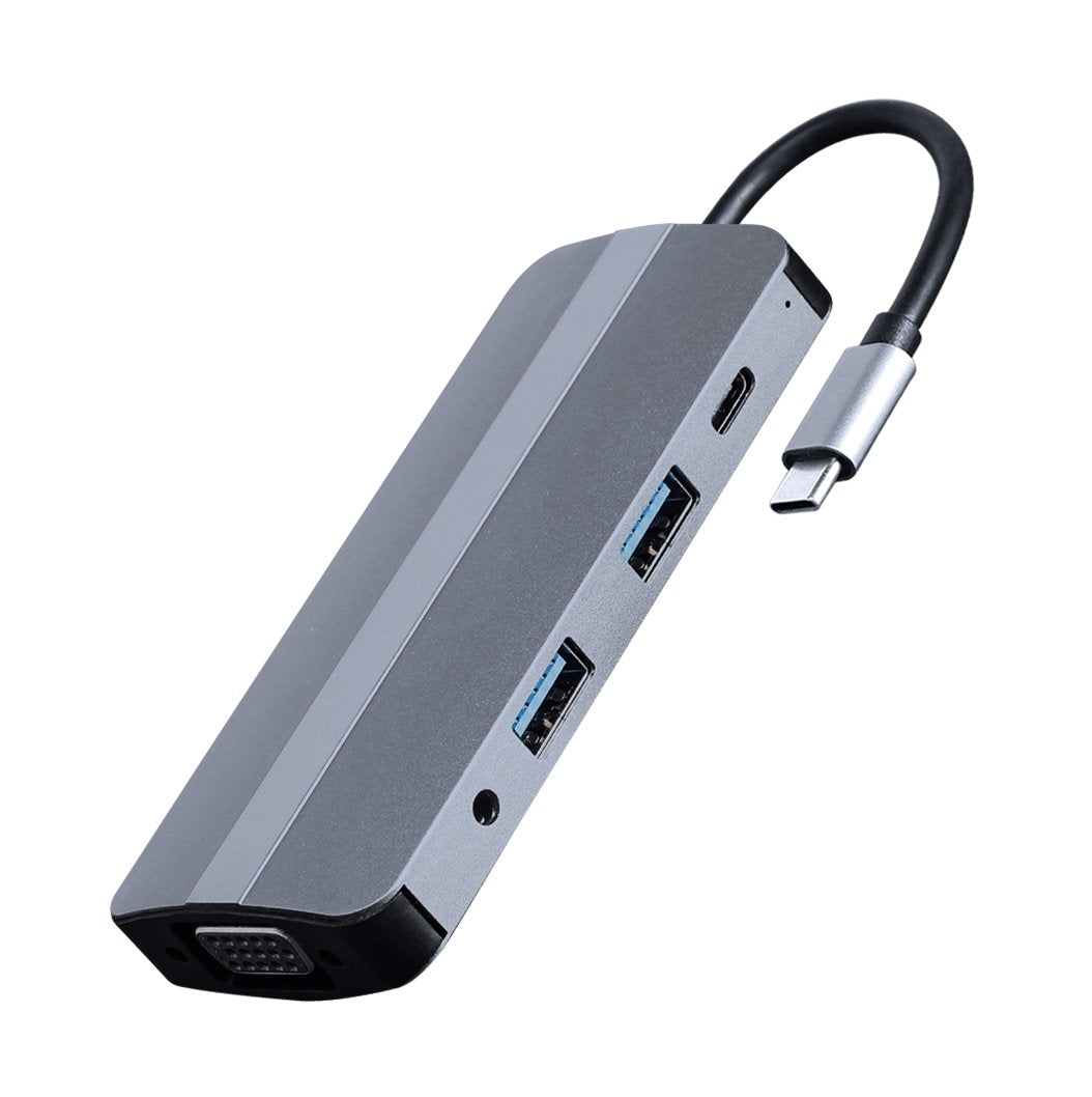 Gembird A-Cm-Combo8-02 Usb Tipo C 8in1 Multi Port Adapter Hub + Hdmi + Vga + Pd + Card Reader + Stereo Audio Silver