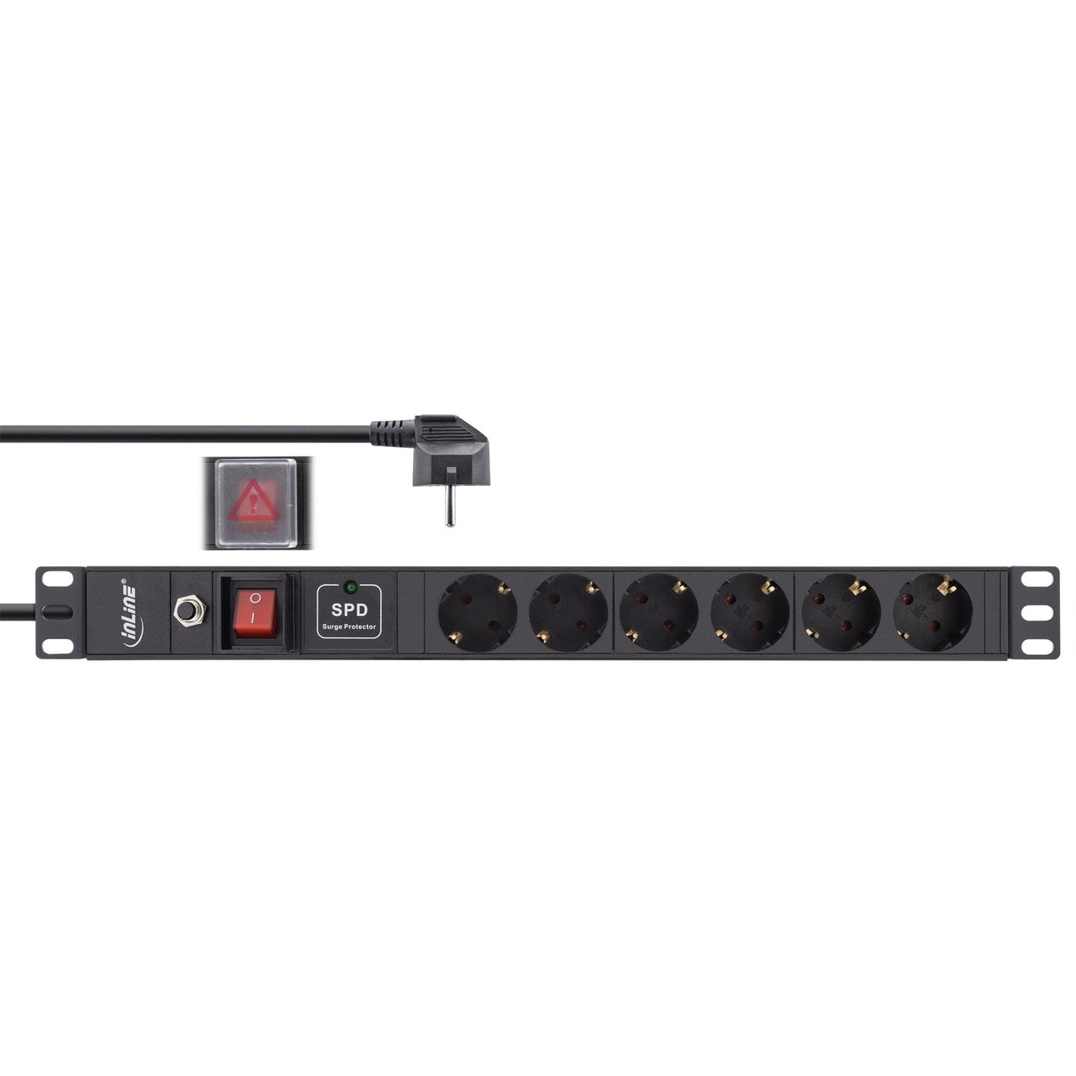 Regleta Inline De 19", 6 Vías, Protección Contra Sobretensiones Y Sobrecargas, Interruptor