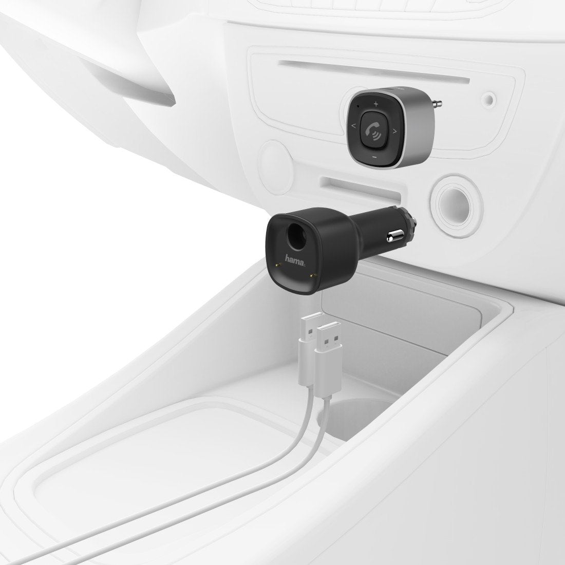 Receptor Bluetooth Hama Para Coche, Conector De 3,5 Mm Y Cargador Usb