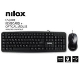 Nilox Kit Teclado +Raton Usb Negro Español