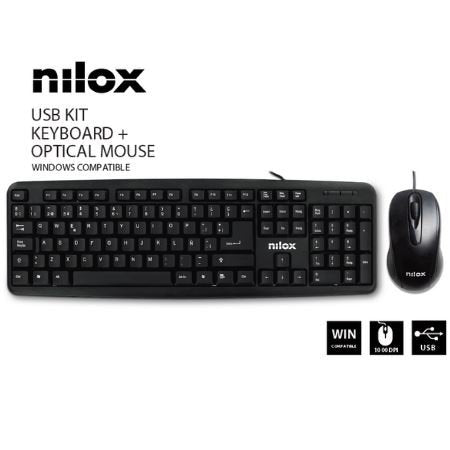 Nilox Kit Teclado +Raton Usb Negro Español