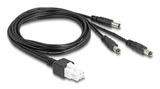 Delock Cable Mini-Fit 4,2 Mm 6 Pin Stecker Zu 3 X Dc 5,5 X 2,5 Mm Stecker Schwarz