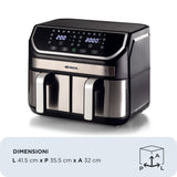 EAN 8003705121386 - Ariete 4625/00 Doble 9 L Independiente 2100 W Freidora de aire caliente Negro, Acero inoxidable imagen 2