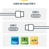 Cable 1m White Usb-C Charging Cabl 60w Power Delivery M/M Type-C