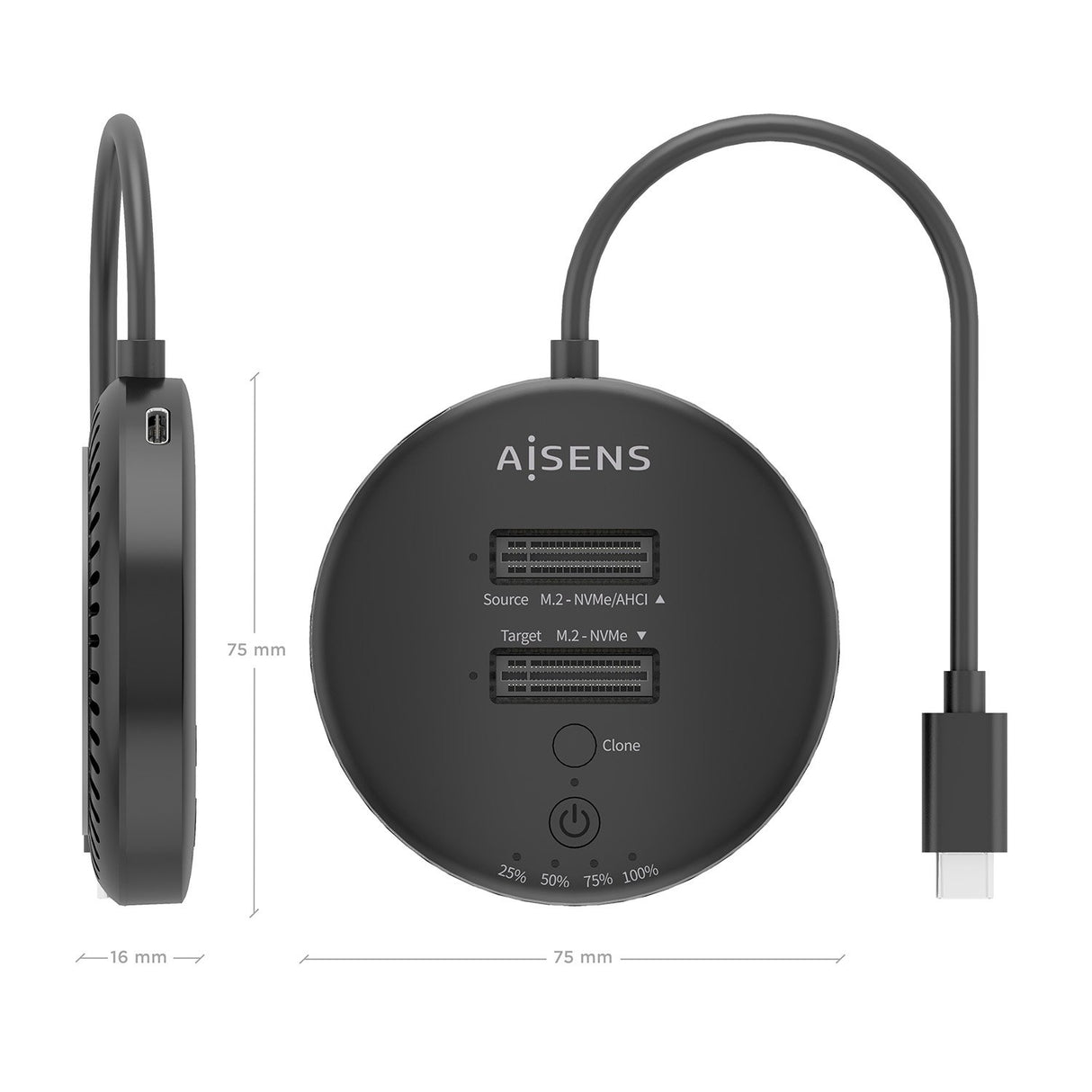 EAN 8435739903308 - AISENS ASDS-2M2N05-BK base de conexión para disco duro USB 3.2 Gen 2 (3.1 Gen 2) Type-C imagen 5