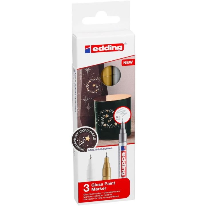 Edding 780 Pack De 3 Rotuladores Permanentes De Tinta Opaca - Punta Redonda - Trazo 0.8mm - Puntas De Recambio