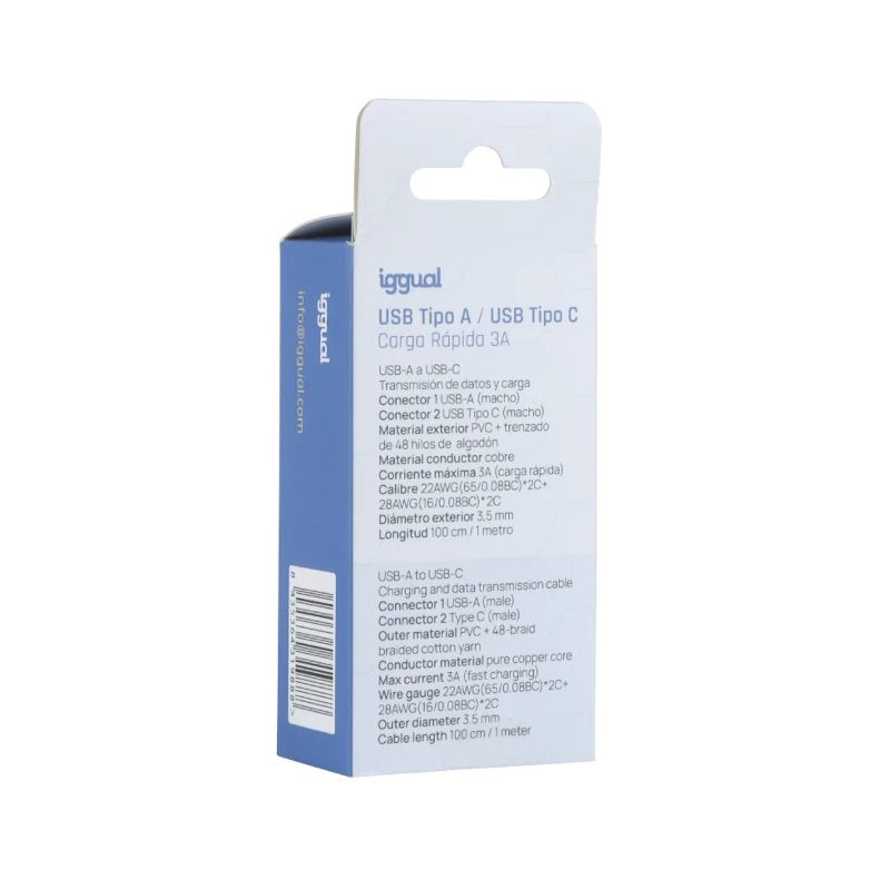Cable Iggual Usb-A A Tipo C 3a 100 Cm Trenzado