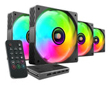 Kit 4 Ventiladores Pc  Auxiliar Mf-Si4kit A-Rgb Infinity Negro Mars Gaming 4x Ventiladores Ultrasilenciosos Argb/ Mando A Distancia Y Hub Argb.