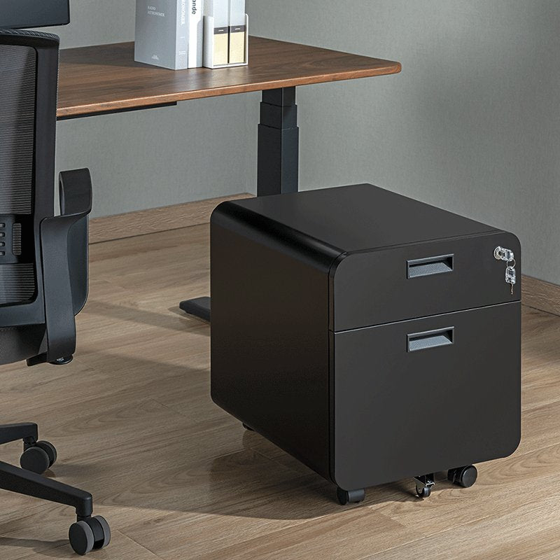 Mobile File Cabinet, 2-Drawer, W Lock, Negro