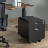 Mobile File Cabinet, 2-Drawer, W Lock, Negro