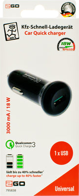 Cargador De Coche Rápido 2go 12v/24v Negro Univ. Carga Rapida