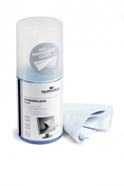 Durable Screenclean Spray 200ml Pump Action Spray + Cloth 582300