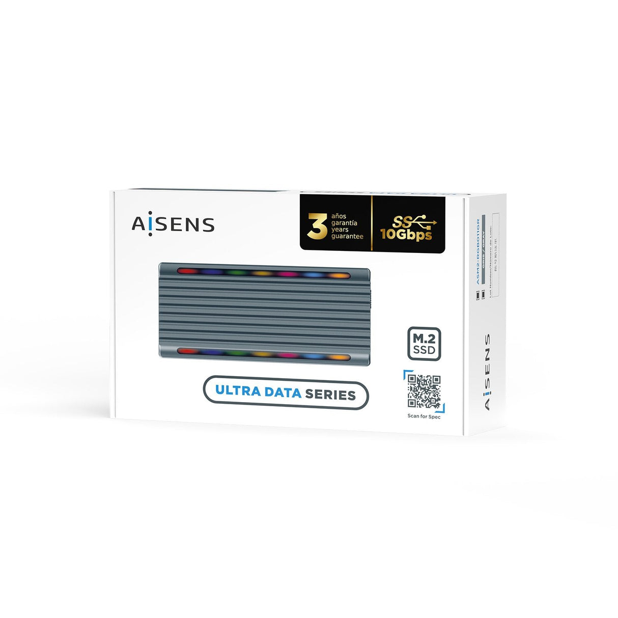 Aisens Caja Externa Para Disco Duro Ssd M.2 Sata Nvme Usb 3.2 Gen2  Sin Tornillos Asm2-Rgb011gr