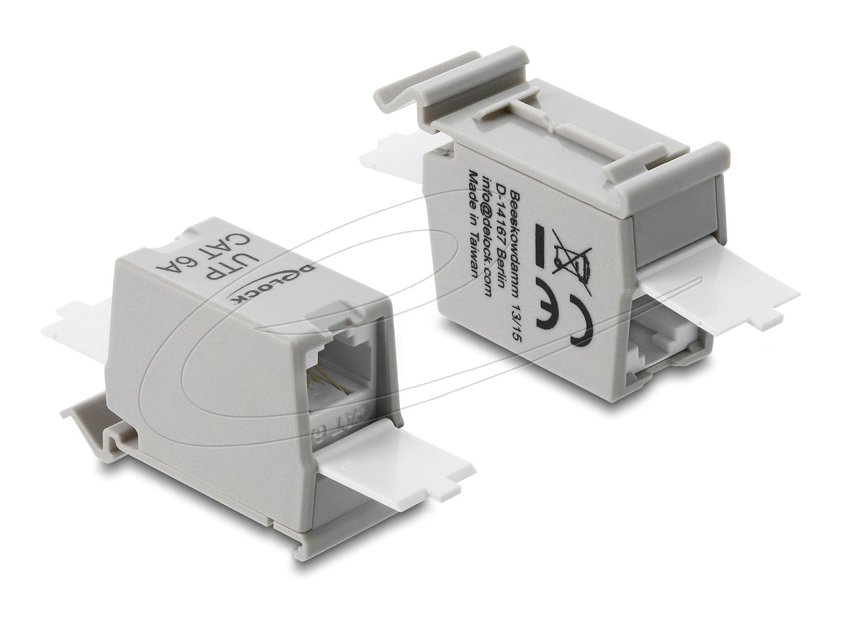 Delock Rj45 Kupplung Cat.6a Hembra A Hembra Con Staubschutzklappe Para Hutschien