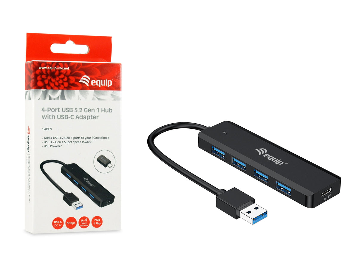 Equip 128959 Hub De Interfaz Usb 3.2 Gen 1 (3.1 Gen 1) Type-A 5000 Mbit/S Negro