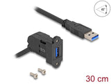 Delock Keystone Modul Usb 5 Gbps Typ-A Einbaubuchse 45° Gewinkelt Zu Typ-A Stecker Mit 30 Cm Cable Schwarz