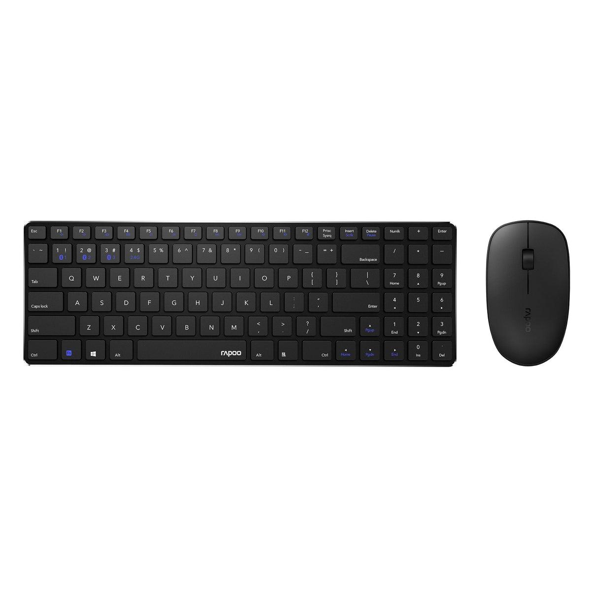 Teclado Rapoo Wireless Y Bluetooth E9300m Portugues 2.4ghz Bt 3.0 4.0 DiseãO Ultrafino Negro