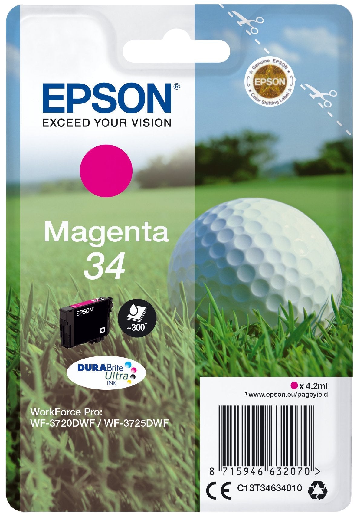Tinta Original Epson  34 Magenta Para Epson Wf-3720dwf, Wf-3725dwf