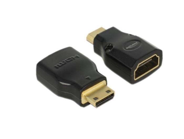 Delock Adapter High Speed Hdmi With Ethernet  Hdmi Mini-C Male > Hdmi-A Female 4k Black