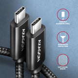 Axagon Hcm2-Cm20ab Ladecable Usb-C Zu Usb-C 2.0, 2 M, Pd 240 W 5 A, Alu - Negro