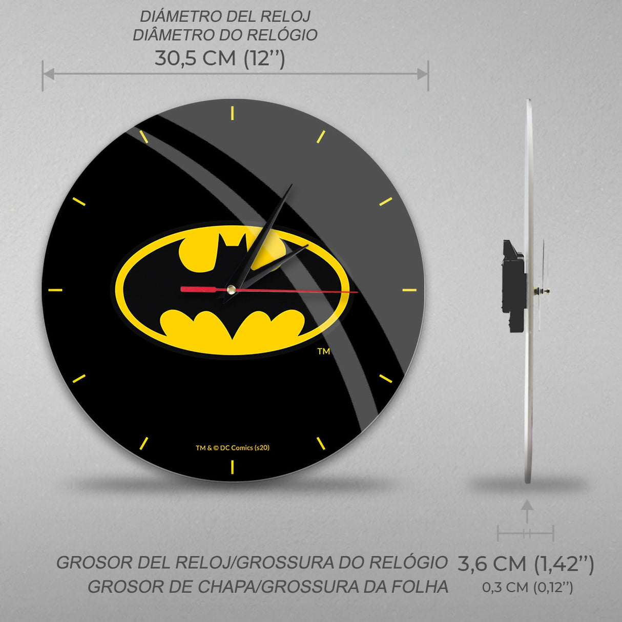 Reloj De Pared Leotec Brillo Batman 004 Negro
