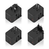 Aisens Adaptador Enchufe Universal Para Viaje Eu/Usa/Uk/Au Con Cargador Usb Gan, 2xusb-A (A1 Qc3.0), 3xusb-C (C1 Pd3.0) 35w, Negro