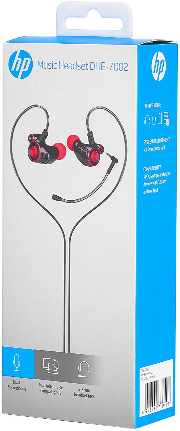 EAN 6972431710480 - HP DHE-7002 Auriculares Alámbrico Dentro de oído Llamadas/Música Negro imagen 2
