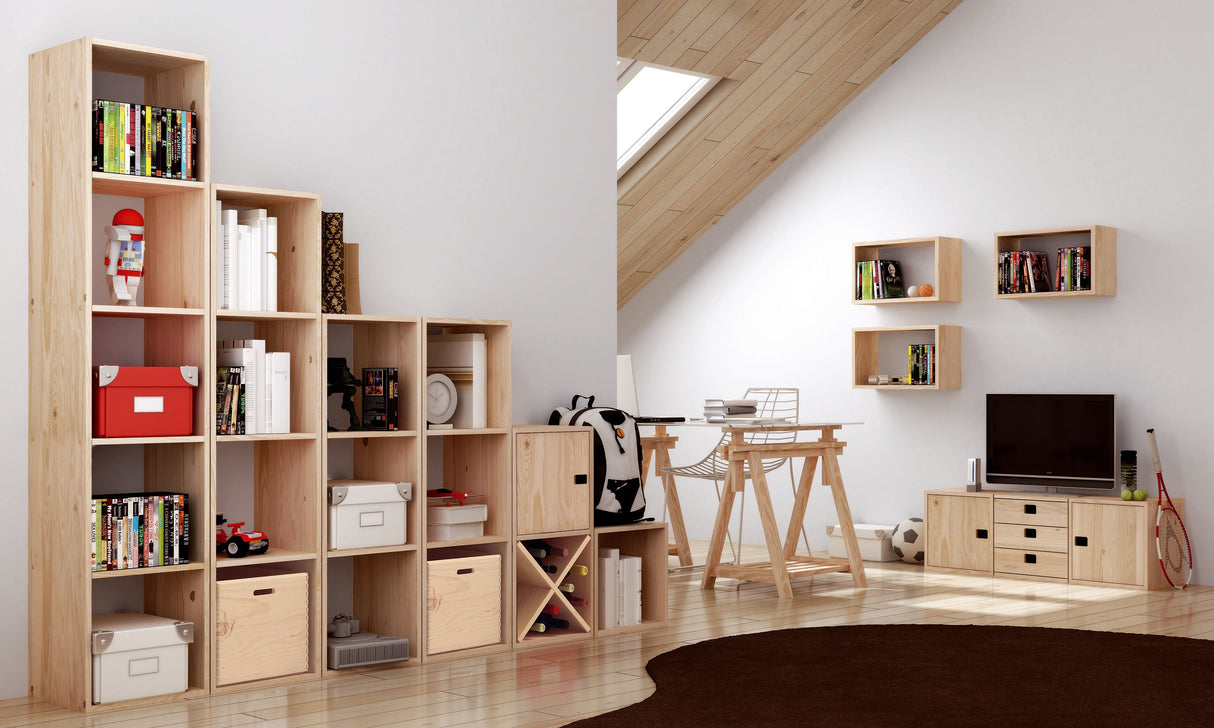 Estanteria Modular 2 Cubos Dinamic Pino Macizo 36,2x33x70,8cm Astigarraga