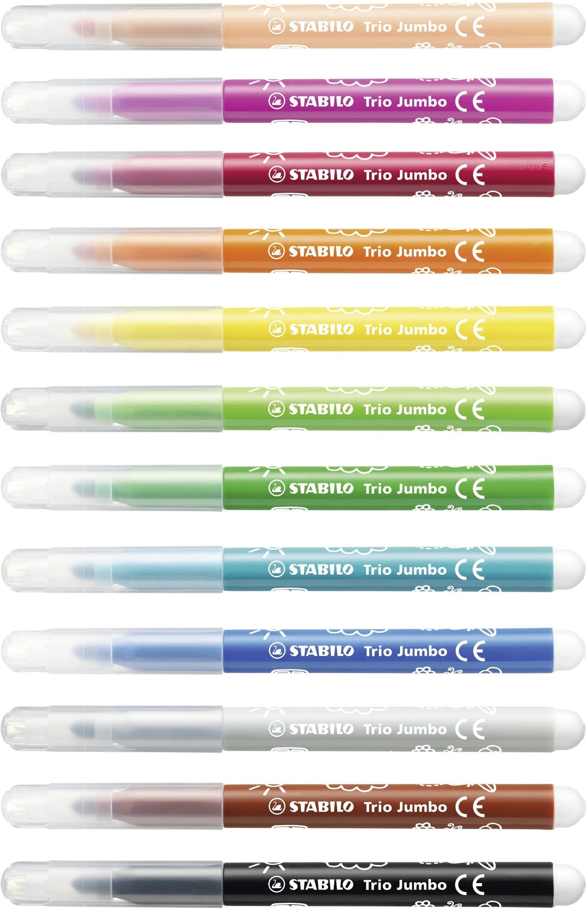 Stabilo Trio Jumbo - Rotulador - No Permanente - Varios Colores - 3 Mm - Extragross (Paquete De 12)