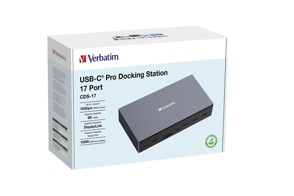 Verbatim Usb-C Pro Dockingstation Cds-17 Con Hdmi/4k/Rj45/Usb-A/Usb-C/Sd