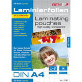 Genie Laminiertaschen 50 A4 - Folien 80 Mic.