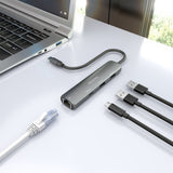 Aisens Dock Usb-C A Ethernet Gigabit + Hub 1xusb-C+2xusb-A, Gris, 15cm