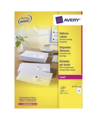 Avery Etiquetas Adhesivas Para Envíos 99,1x57mm Inkjet/Láser 10 X 100h 100% Reciclado Blanco