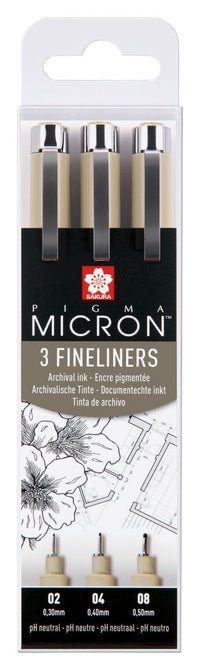 Talens Sakura Rotuladores Permanentes Pigma Micron Fineliner Estuche De 3 Negro