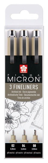 Talens Sakura Rotuladores Permanentes Pigma Micron Fineliner Estuche De 3 Negro