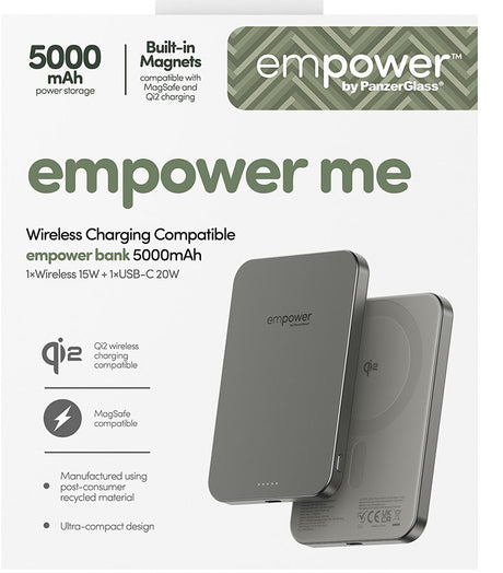 EAN 5715685028366 - PanzerGlass empower™ by ® empower™ Bank | 5000mAh | Titanium Cargador inalámbrico Titanio imagen 3
