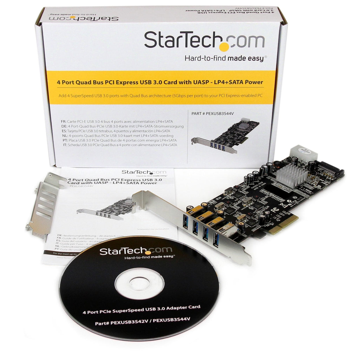 Startech Tarjeta Pci Express 4 Puertos Usb 3.0 Uasp 2 Canales De 5gbps Pexusb3s44v