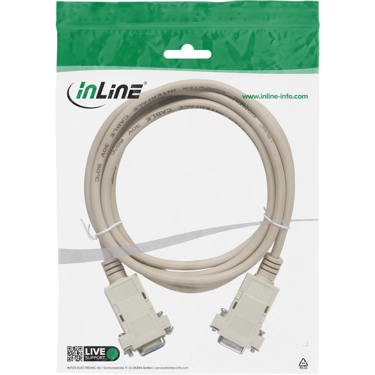 Cable Null Modem Inline Db9 Hembra A Hembra Ensamblado Gris 2m