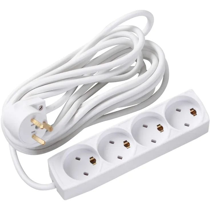 Danish Edb Power Strip 4-Way  White, 5m Cable Danish Edb