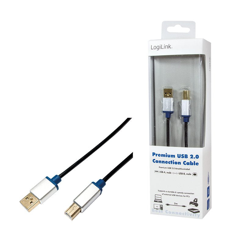 Logilink 2m, Usb2.0-A/Usb2.0-B Cable Usb 2.0 Usb A Usb B Negro