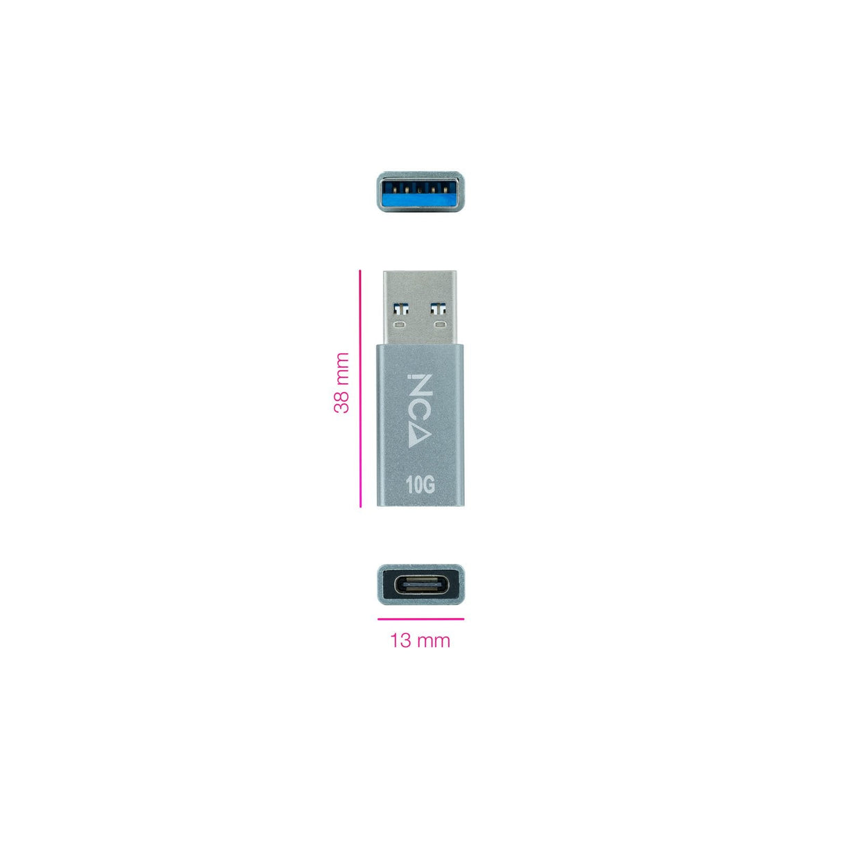 Nanocable Adaptador Usb-A 3.1 Gen 2 Macho A Usb-C Hembra - Transferencia De Datos De Hasta 10 Gbps - Funcion Otg