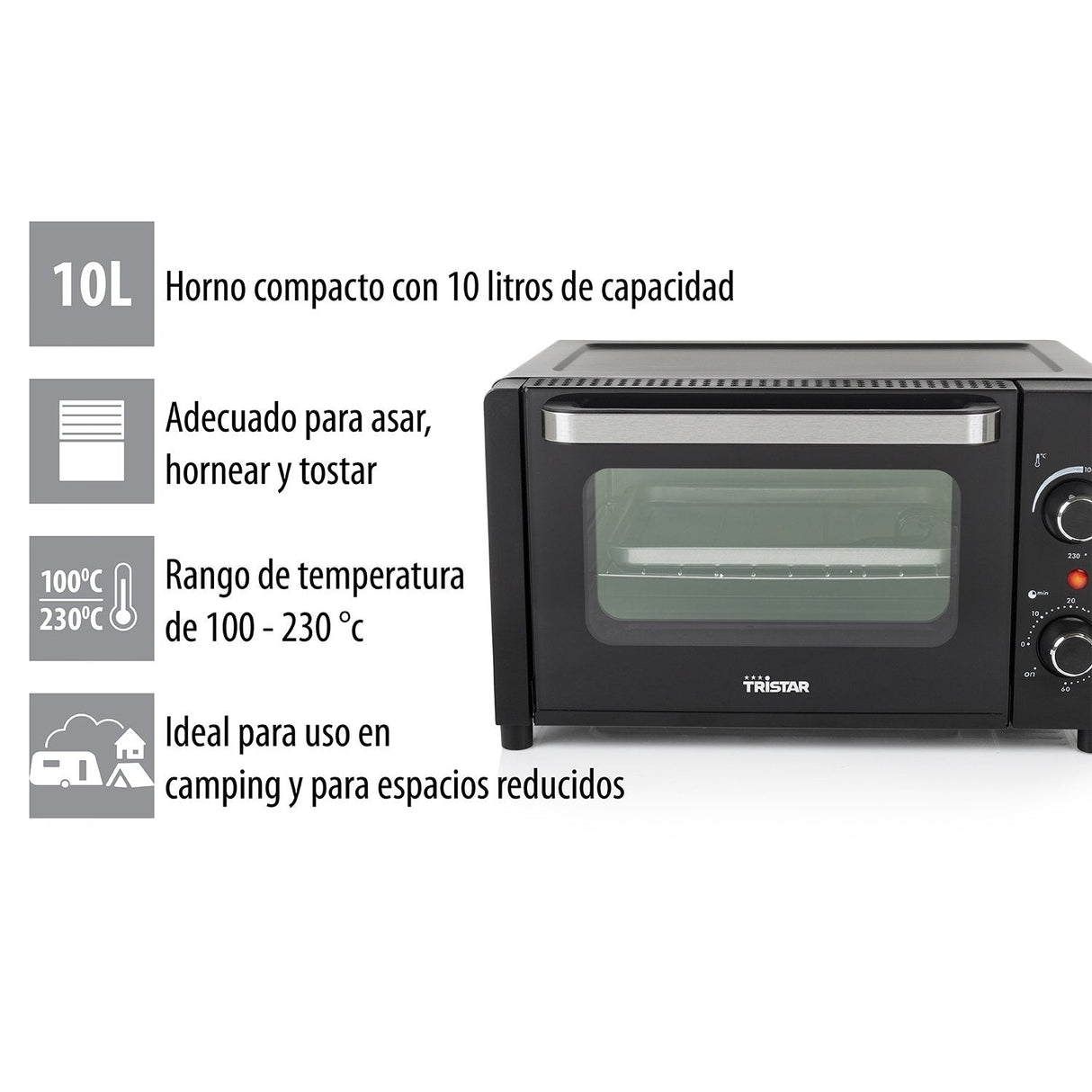 Horno De Sobremesa Tristar Ov-3615 800w Capacidad 10l Negro