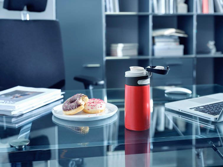 Leifheit 03245 Taza De Viaje 350 Ml Negro, Rojo Acero Inoxidable