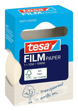 Tesa Paper Pack De 1 Cinta Adhesiva De Papel 19mm X 10 Metros - Casi Invisible En Superficies De Color Claro - Se Puede