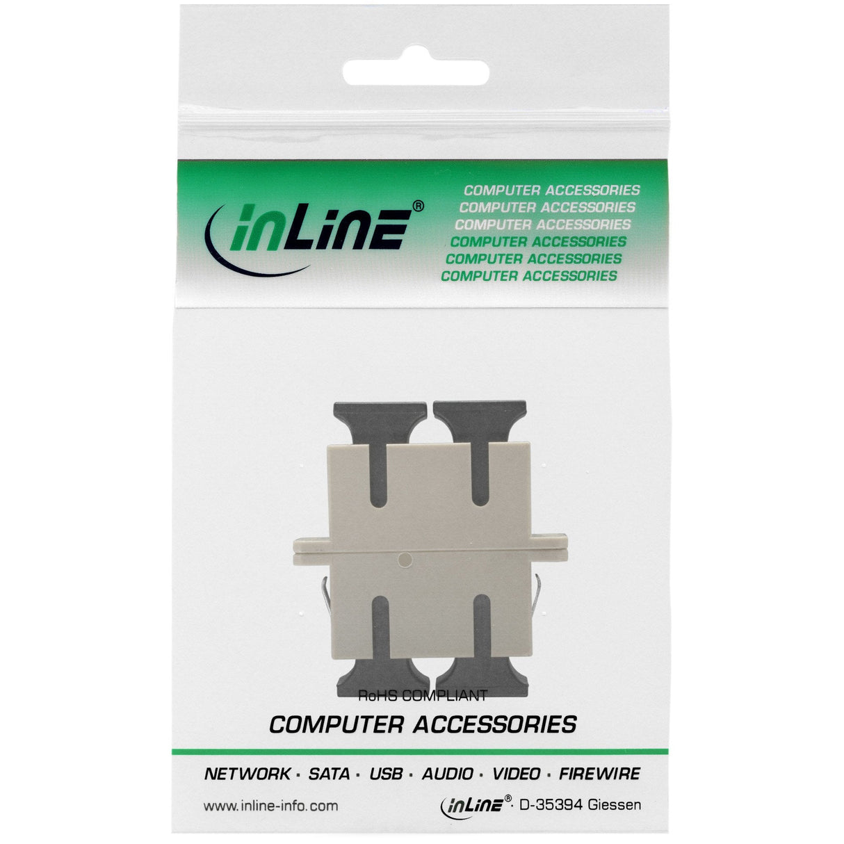 Adaptador De Fibra Óptica Inline Duplex Sc/Sc Mm Funda De Cerámica Con Brida Gris