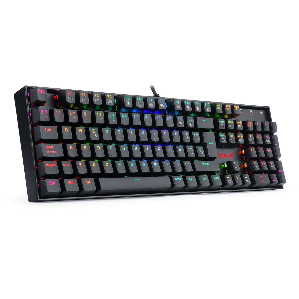 Redragon Mitra Teclado Mecánico Gaming Switch Rojo Rgb Español España Negro